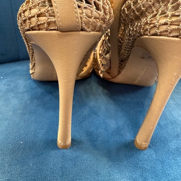 Bottega Veneta Mesh Chain Heels Size 40 Nude Gold Designer Luxury Made in Italy - Picture 7 of 11